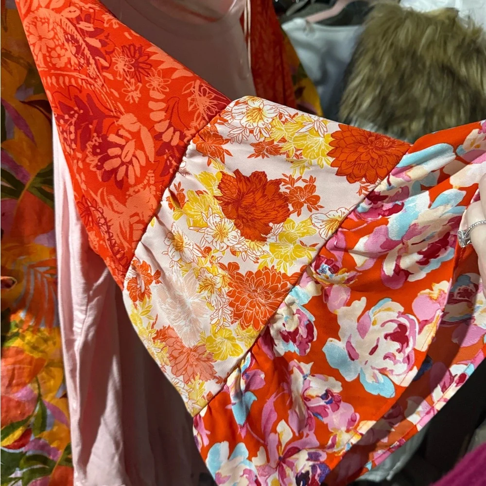 The Pioneer Woman Blush Pink Top with Colorful Floral Sleeves - Picture 4 of 6